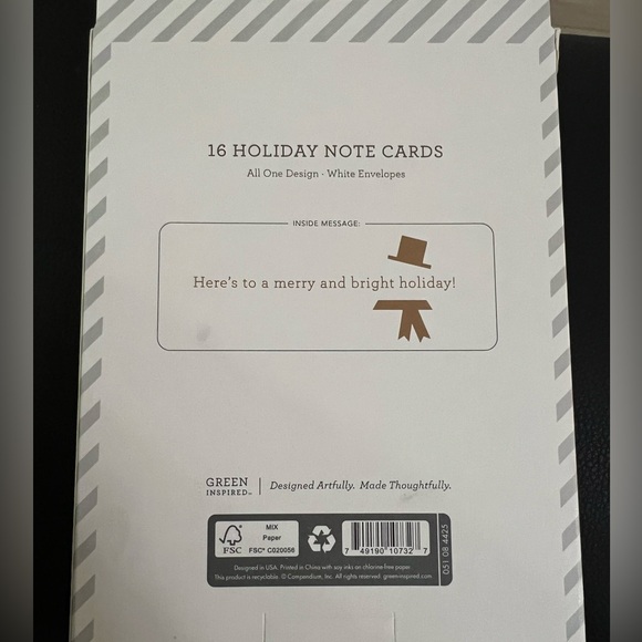 Snowman Greeting Card Green Inspired Black Plaid 16 Count - Picture 4 of 4